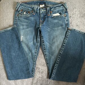True religion vintage distressed boot cut jeans size 27